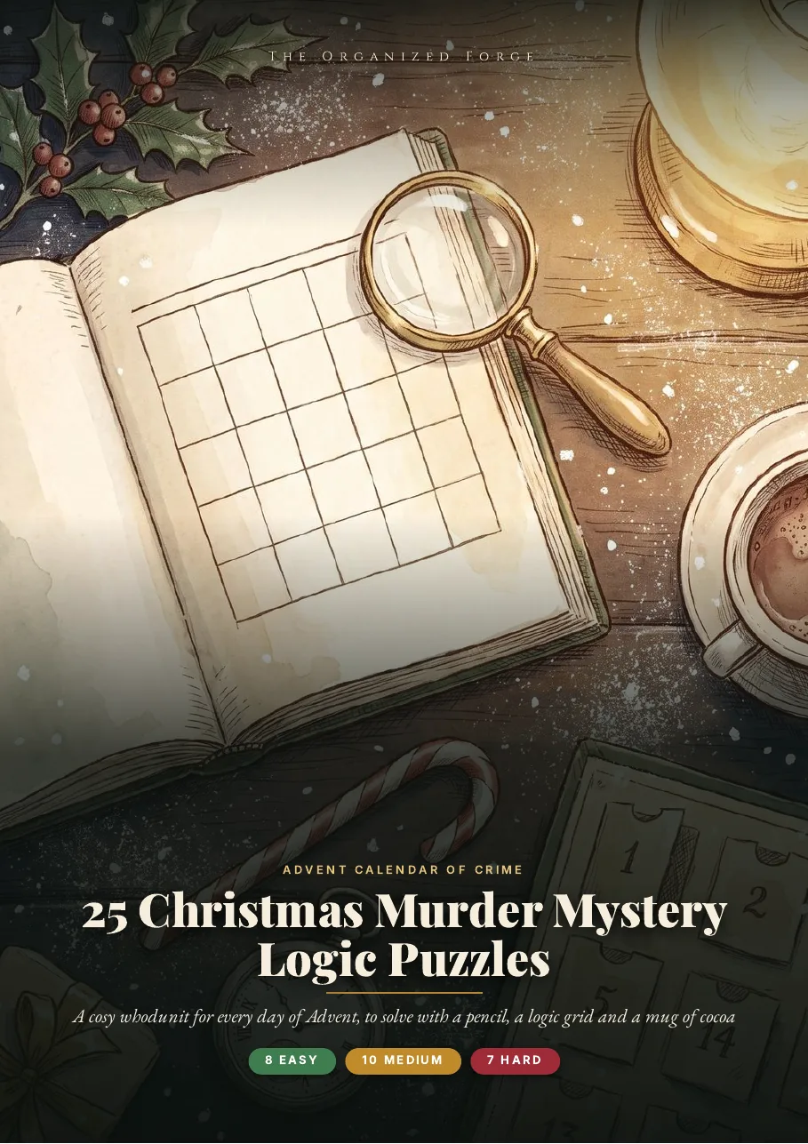 Cover of 25 Christmas Murder Mystery Logic Puzzles — Advent Calendar of Crime