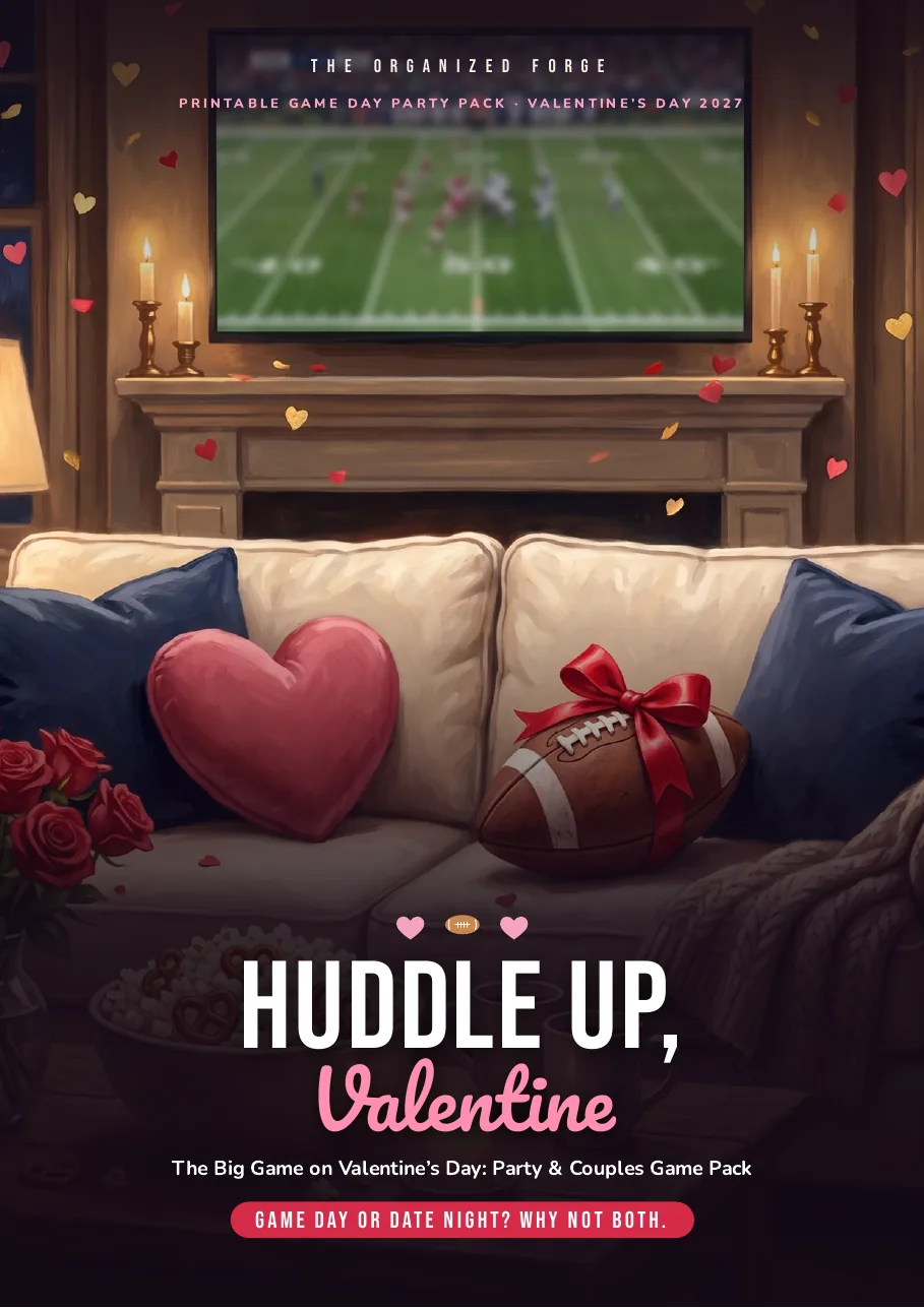 Cover of Huddle Up, Valentine – The Big Game on Valentine’s Day: Party & Couples Game Pack