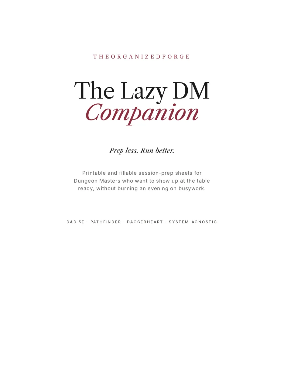 Cover of The Lazy DM Companion