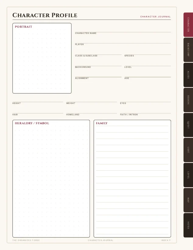 The Adventurer's Character Journal — preview page 1