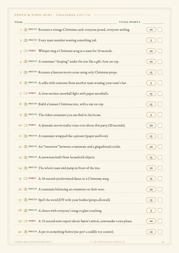Christmas Scavenger Hunt for Teens & Adults — preview page 1