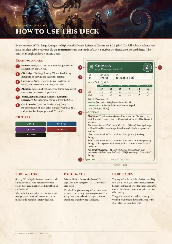 Monster Cards: CR 6 to CR 30 — preview page 1