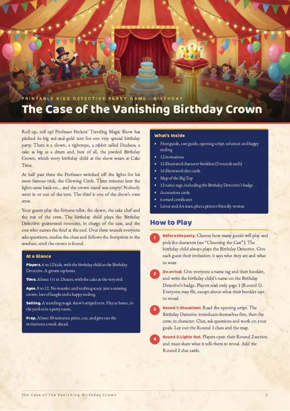 The Case of the Vanishing Birthday Crown — preview page 1