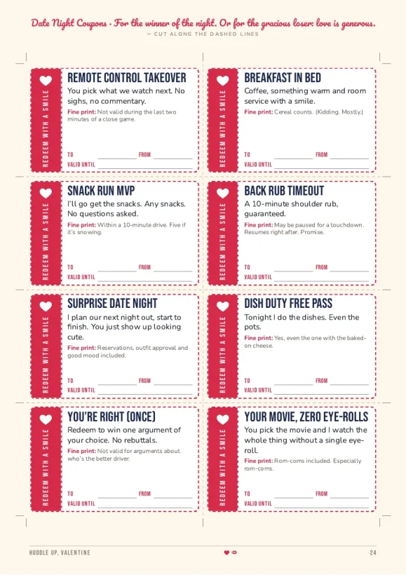 Huddle Up, Valentine – The Big Game on Valentine's Day: Party & Couples Game Pack — preview page 1