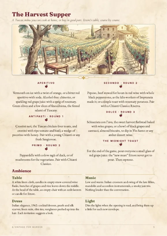 A Vintage for Murder — A Tuscan Harvest Murder Mystery for 4 Players (Chianti, 1962) — preview page 1
