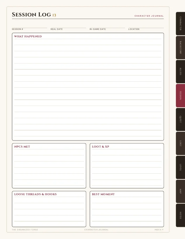 The Adventurer's Character Journal — preview page 2