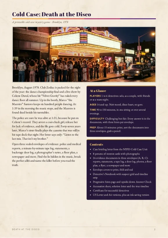 Cold Case: Death at the Disco — preview page 2