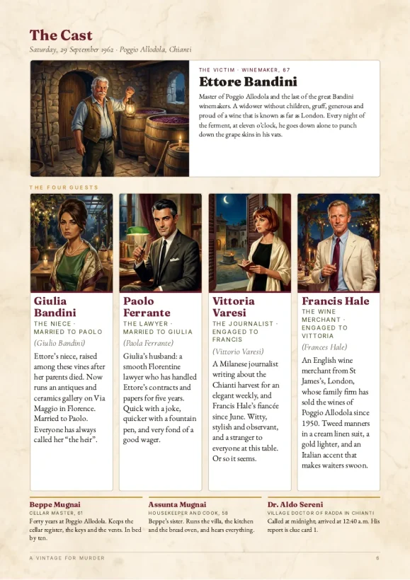 A Vintage for Murder — A Tuscan Harvest Murder Mystery for 4 Players (Chianti, 1962) — preview page 2