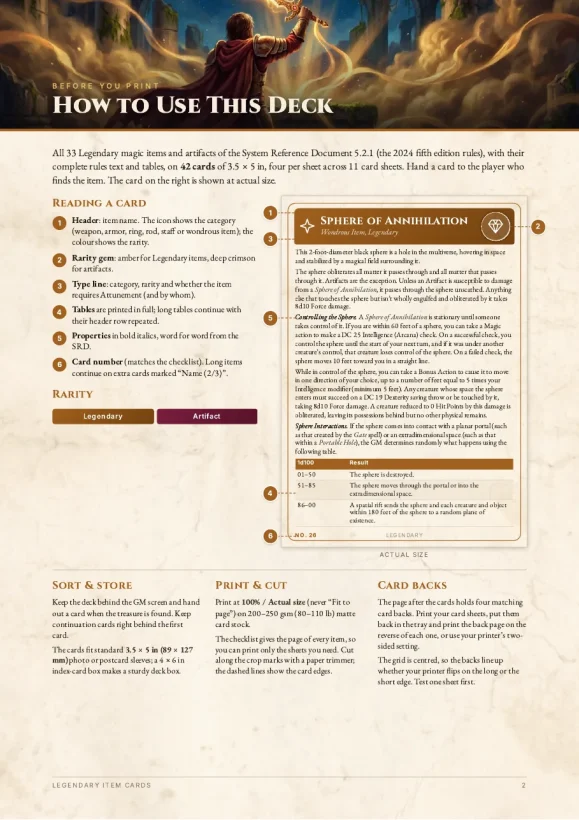 Legendary Items — Magic Item Cards (5E 2024) — preview page 3